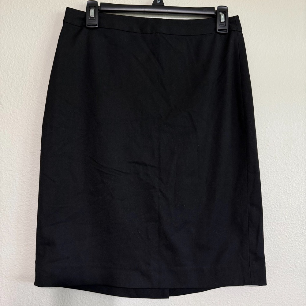Banana Republic Pencil Skirt Womens 4 Black Stretch Vented Zip-Back Classic